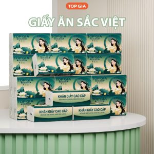 Giấy ăn cao cấp Sắc Việt đậm đà bản sắc TopGia siêu mềm mịn, an toàn, dày 4 lớp, kích thước lớn