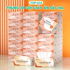 Giấy ăn rút Sắc Hạ TopGia bản cao cấp, dập vân 4D, mềm mịn, siêu dai