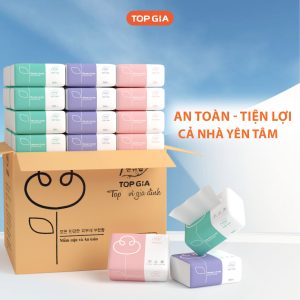 Giấy ăn rút TopGia 3 màu cao cấp, mềm mịn, tiện lợi, sang trọng, thùng 10/16/30/46 gói