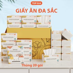Giấy ăn rút TopGia đa sắc cao cấp, dập vân 4D, siêu dai - thấm hút tốt - mềm mại - an toàn cho da