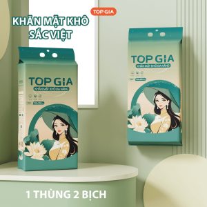 Khăn mặt khô Sắc Việt TopGia loại treo tường, mềm mịn, an toàn cho da, bịch 200 tờ