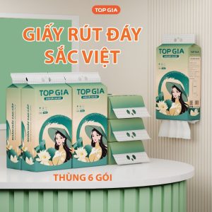 [MỚI] Giấy rút đáy TopGia Sắc Việt bản nâng cấp 1280 tờ dày 4 lớp, mềm mịn, an toàn cho da